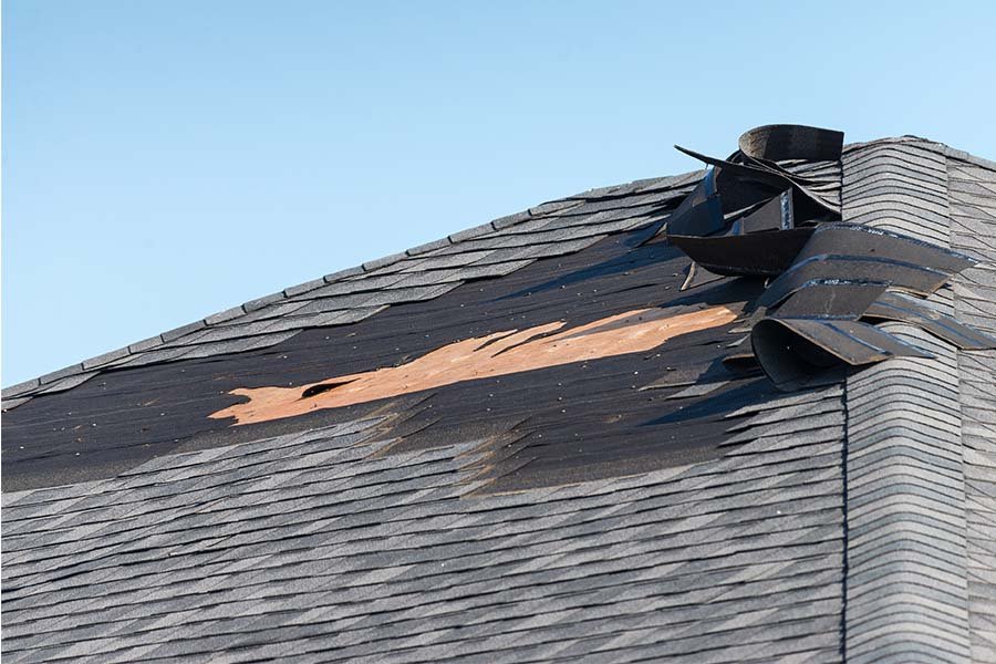 Severe Roof Wind Damage Shingle Blow Off